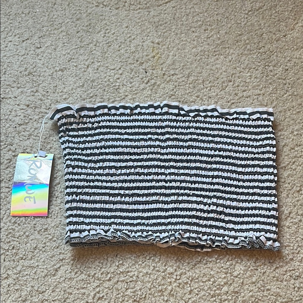 Black and White Striped Tube Top